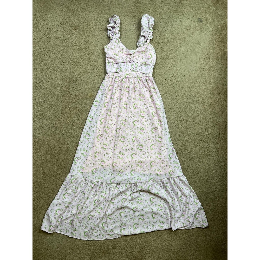 Altar'd State Maxi Sundress Womens XS Pink Floral Ruffle Smocked D45903-03A